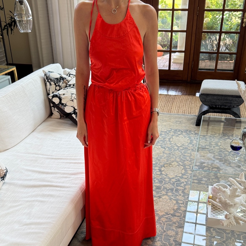 STAUD Red Backless Dress